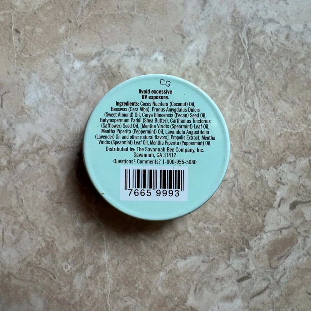 Savannah Bee 100% Natural Beeswax Lip Balm Mint Julep .26oz 7.5g Sealed NEW